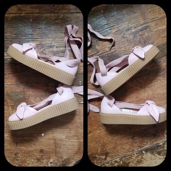 ๐๏ธ Fenty Puma Creeper bow Ankle Tie platform flatform Sandal shoes Rhianna Boho - Picture 5 of 8